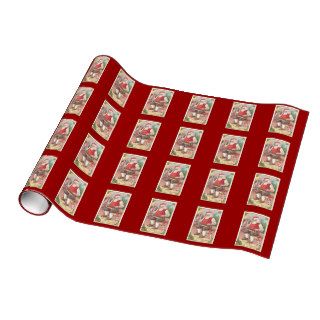 A Vintage Merry Christmas Santa Claus in his Works Gift Wrap Paper