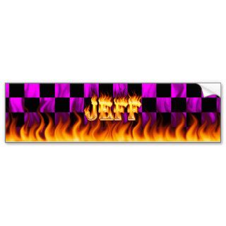 Jeff real fire and flames bumper sticker design.