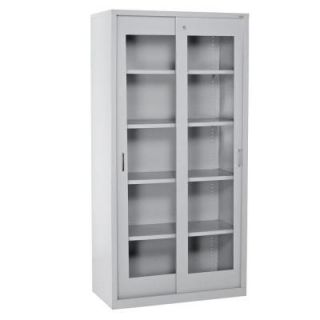 Sandusky 36 in. W x 72 in. H x 18 in. D Freestanding Clear View Sliding Door Steel Cabinet in Dove Gray BV4S361872 05