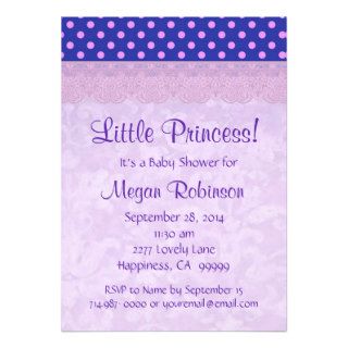 Purple Crown and  Lace Princess Girl Baby Shower Invites