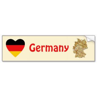 Germany Flag Heart + Map Bumper Sticker