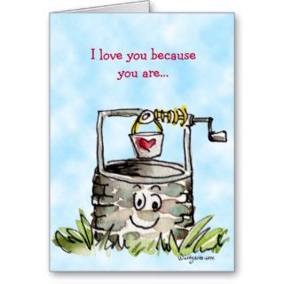 Cartoon Well Valentines Day Greeting Cards