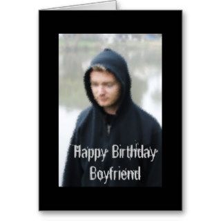 Happy Birthday Bioyfriend, guy in hoodie Greeting Card