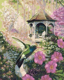 Plaid 21715 Paint By Number Kit, Garden Hummingbird, 16 Inch by 20 Inch