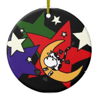 XX  Funny Cow Jumping over Moon Christmas Tree Ornaments