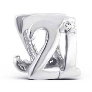 .925 Sterling Silver Number 21 Twenty One 21st Birthday Charm Bead Fits Pandora Charm Bead Bracelet Jewelry
