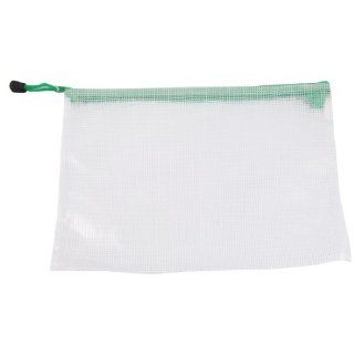 A4 Soft Plastic Zipper Up Net File Document Bag Green Clear White  Conversion File Folders 