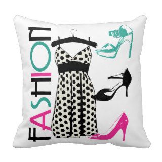 Fashion in Black and White Dots Throw Pillow