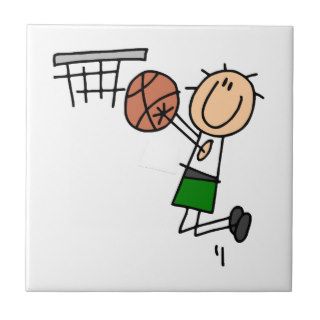 Basketball Jump Shot Green T shirts and Gifts Ceramic Tile