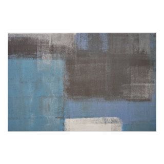 Grey and Blue Abstract Art Galaxy Poster Print