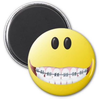 Braces Smiley Face Refrigerator Magnets