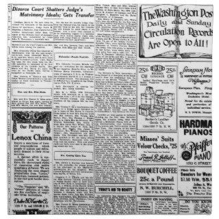 Old black & white newspaper, vintage retro advert cloth napkin