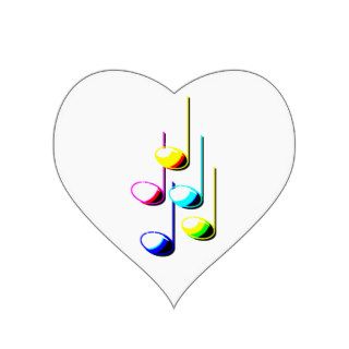 Five Music Notes in colours Musician Graphic Heart Sticker