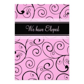 Pink Swirls Elopement Announcement Cards