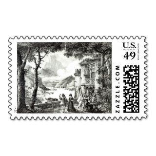 Stage set for Act III of 'Le Chateau Loch Leven' Stamp