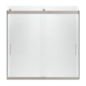 KOHLER Levity 59 5/8 in. W x 59 3/4 in. H Frameless Bypass Tub/Shower Door with Handle in Nickel 706002 L MX