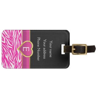 Hot pink zebra print glam Sweet Sixteen birthday Tag For Bags