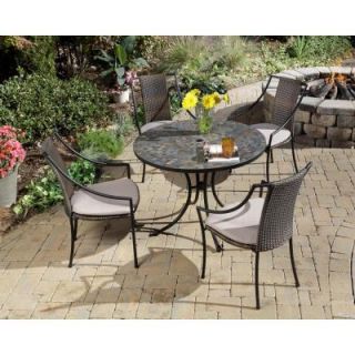 Home Styles Stone Harbor 40 in. Round 5 Piece Slate Tile Top Patio Dining Set with Laguna Chairs 5601 3080