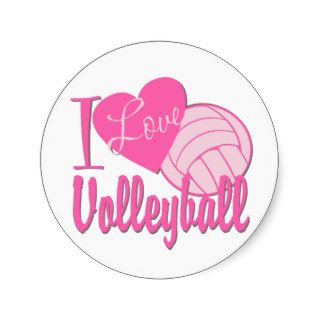 I Love Volleyball Pink Stickers