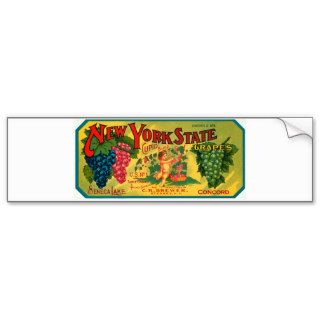 New York State Grapes Ad vintage label Bumper Sticker