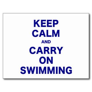 Keep Calm and Carry On Swimming Postcards