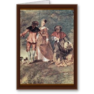 Embarkation For Cythera Detail By Watteau Antoine Greeting Card