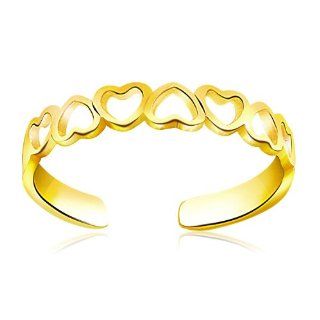 14K Yellow Gold Heart Toe Ring Jewelry