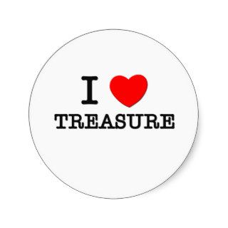 I Love Treasure Round Stickers