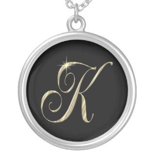 Monogram Letter K initial Necklace Sterling Silver