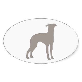 italian greyhound color silhouette oval sticker