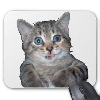 Grey Tiger Kitten with Blue Eyes Mousepad