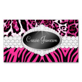 TT Diamond Bliss Pink Zebra Leopard Photo Card Business Card Template