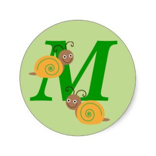 Monagram letter M brian the snail kids stickers