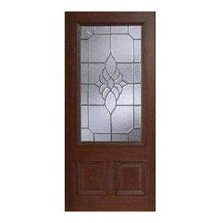 Main Door Mahogany Type Prefinished Antique Beveled Patina 3/4 Glass Solid Wood Entry Door Slab SH 556 ATQ BPT