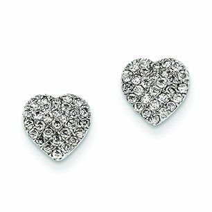 Genuine 14K White Gold Diamond Heart Post Earrings 1.6 Grams of Gold Mireval Jewelry