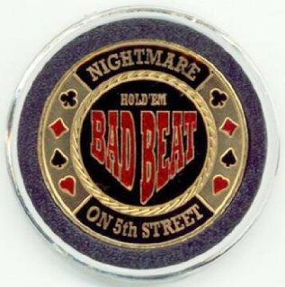 Texas Hold'em Poker Card Guard, Features Bad Beat   Nightmare on 5th Street  Poker Buttons  Sports & Outdoors
