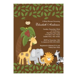 Jungle Safari Animal Neutral Baby Shower Custom Invitations