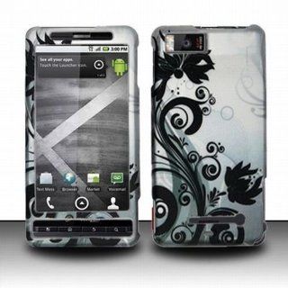 Verizon Motorola Droid X2 Accessory   Silver Black Vines Protective Hard Rubberized Case Cover Design Cell Phones & Accessories