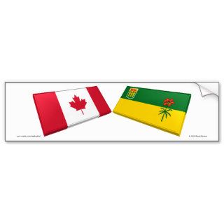 Canada & Saskatchewan Flag Tiles Bumper Sticker