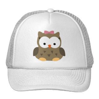 Cute Baby Girl Owl with Pink Bow Hat