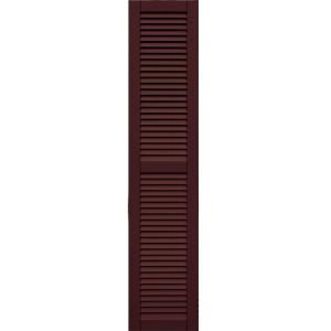 Winworks Wood Composite 15 in. x 71 in. Louvered Shutters Pair #657 Polished Mahogany 41571657
