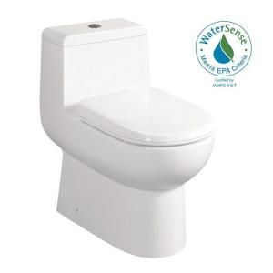 Whitehaus 1 piece 0.8 / 1.6 GPF Dual Flush Elongated Toilet in White WHMFL3351 EB WH