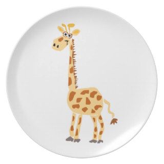 XX  Funny Primitive Art Giraffe Dinner Plate