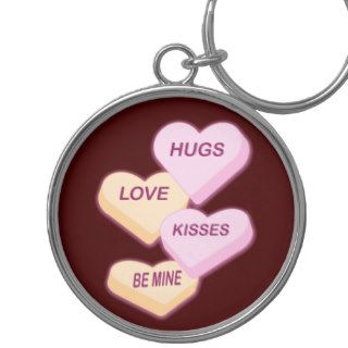 Cute Girly Candy Hearts Hugs Love Kisses Be Mine Key Chains