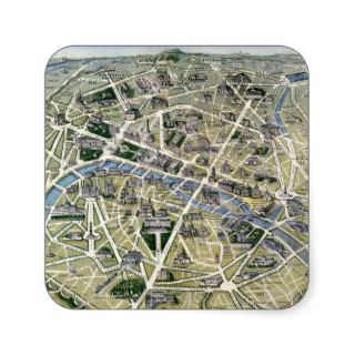 Map of Paris during the 'Grands Travaux' Square Stickers