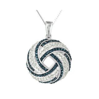 Sterling Silver Blue and White Crystal Swirl Pendant, Womens
