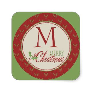 Traditional Holly Monogram Christmas Sticker