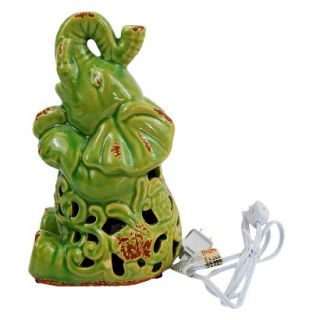 Ceramic Elephant Figural Lamp   Green