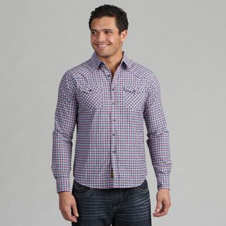 191 Unlimited Mens Red/blue Plaid Woven Shirt