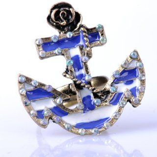 Retro anchor blue and white striped sailor style diamond ring  Makeup  Beauty